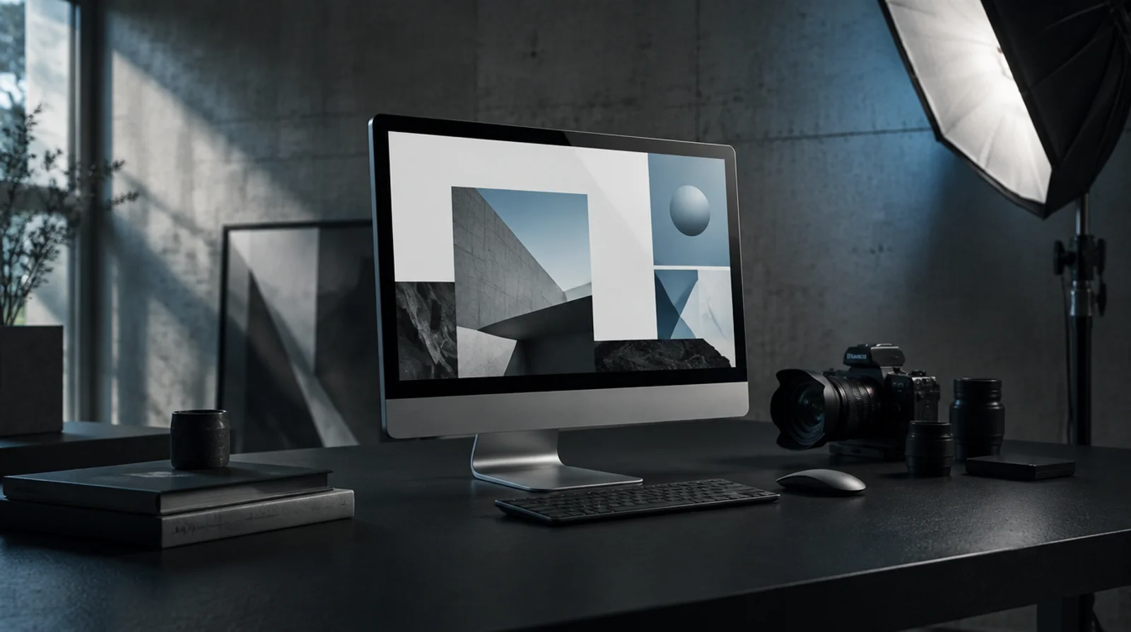 Creative workstation with camera and monitor